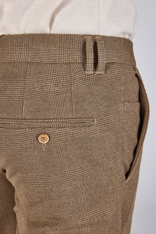 Brown checkered modern fit trousers Zilton - Sidney 82/563