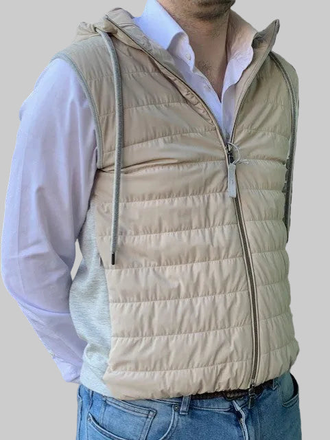 Beige bodywarmer met kap Seventy - GT0132/043