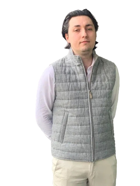 Blauwgrijze linnen bodywarmer Seventy - GT0163/745