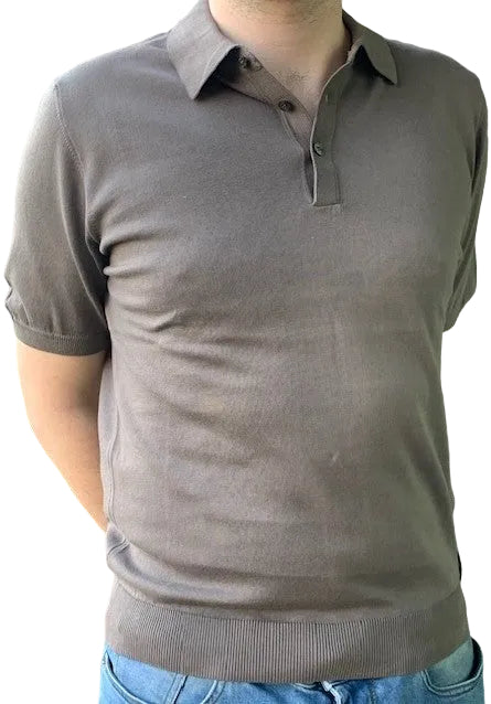 Taupe katoenen polo Seventy - MT4083/064