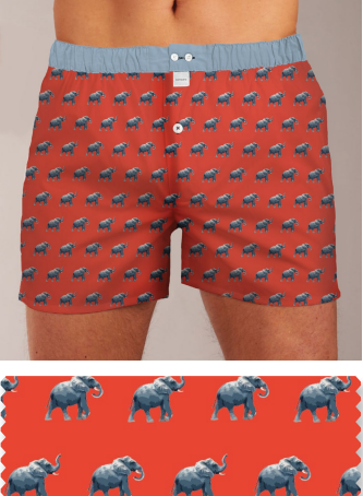 Rode boxershort met olifanten Sixtine's - Anne