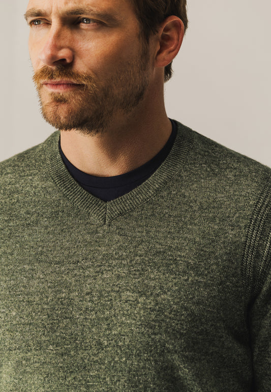 Green V-neck pullover State of Art - 25060/3738