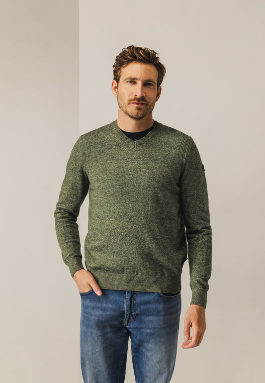 Green V-neck pullover State of Art - 25060/3738