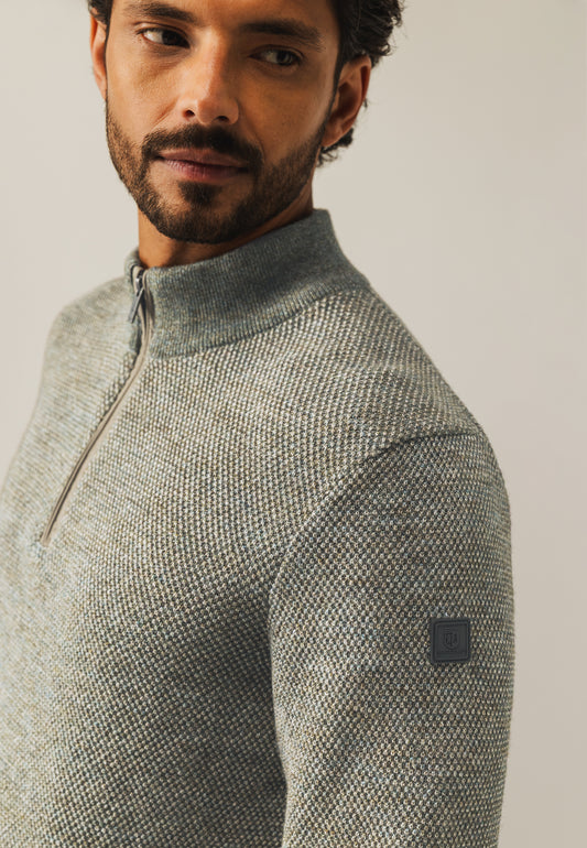 Brown structured half zip pullover State of Art - 25072/5688