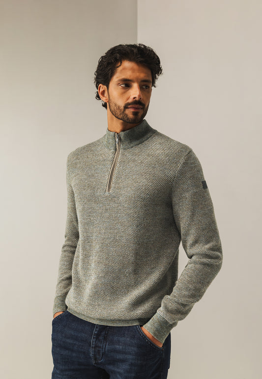 Brown structured half zip pullover State of Art - 25072/5688