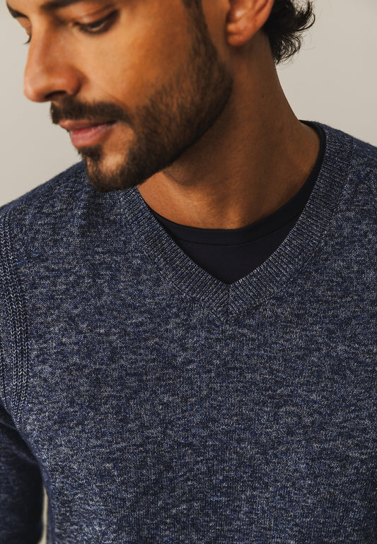 Navy V-neck pullover State of Art - 25060/5957