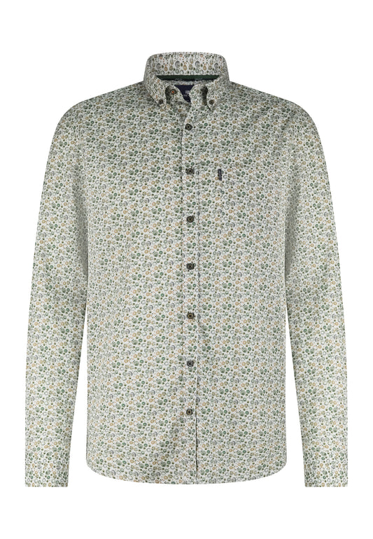 Green cotton regular fit shirt with print State of Art - 25273/8391