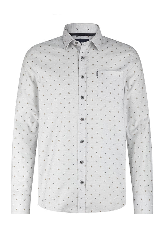 Light grey cotton regular fit shirt with print State of Art - 25223/9183