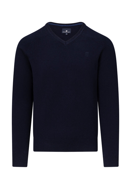 Navy woolen V-neck pullover State of Art - 25001/5900