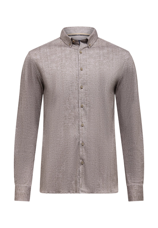Taupe cotton regular fit shirt State of Art - 25287/8614