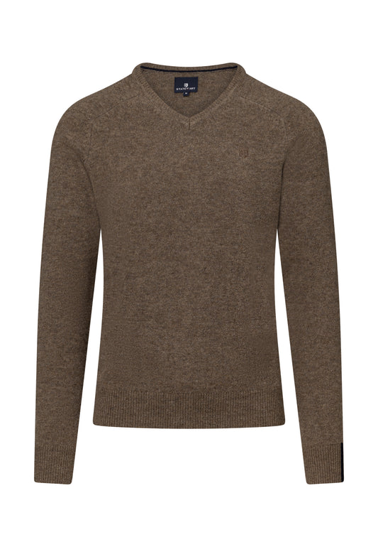 Bruine wollen V-hals pullover State of Art - 25001/8800