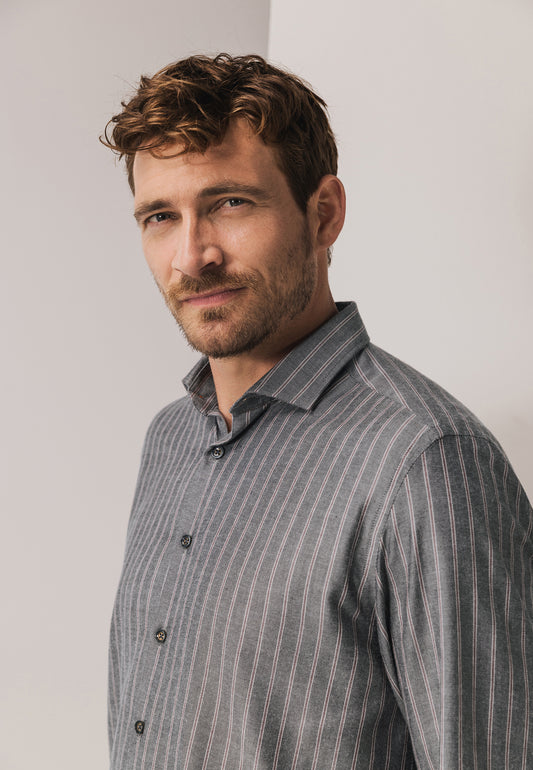 Grey striped regular fit shirt State of Art - 25216/9849