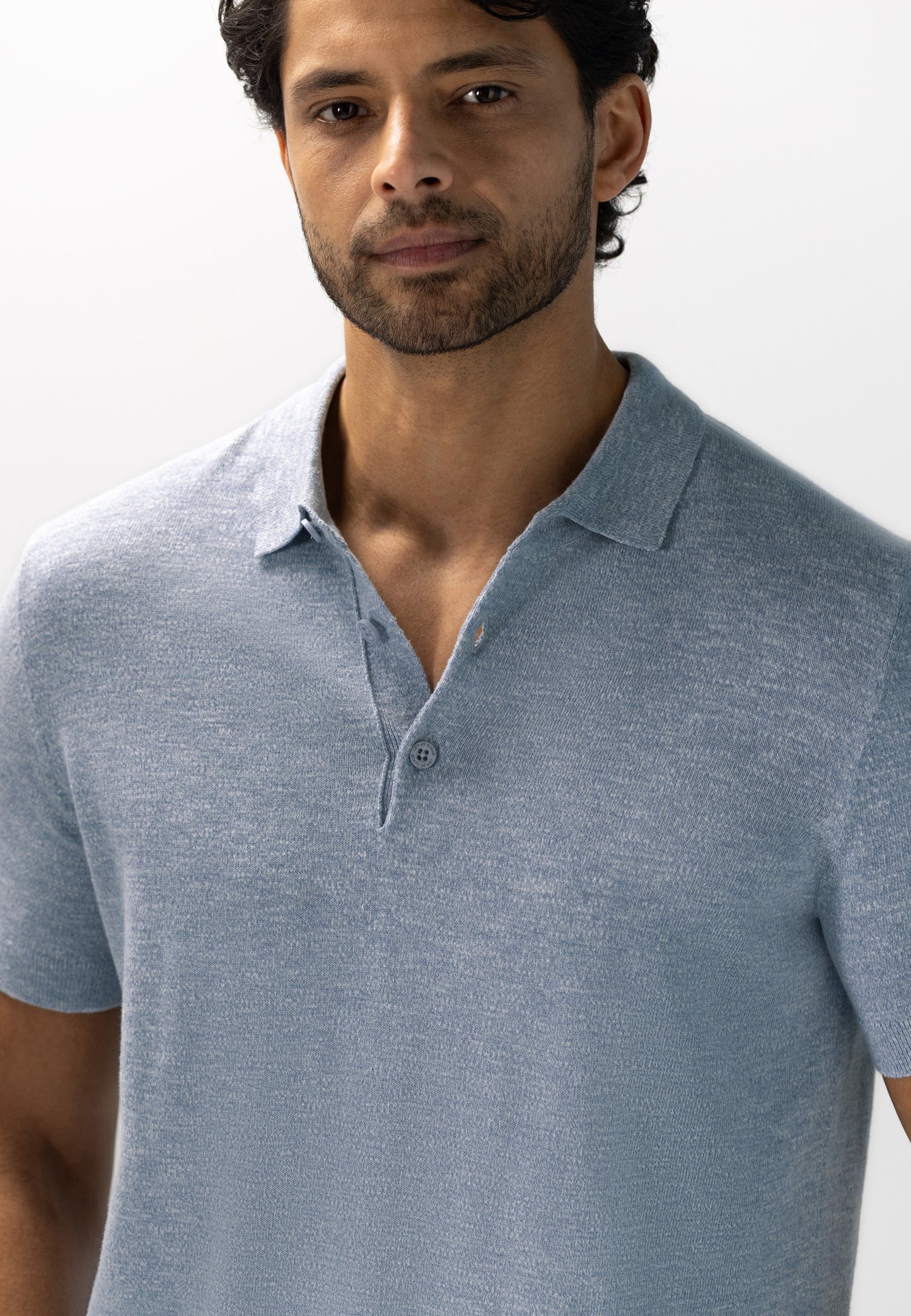 Blauwe katoenen polo met structuur State of Art - 16106/5311