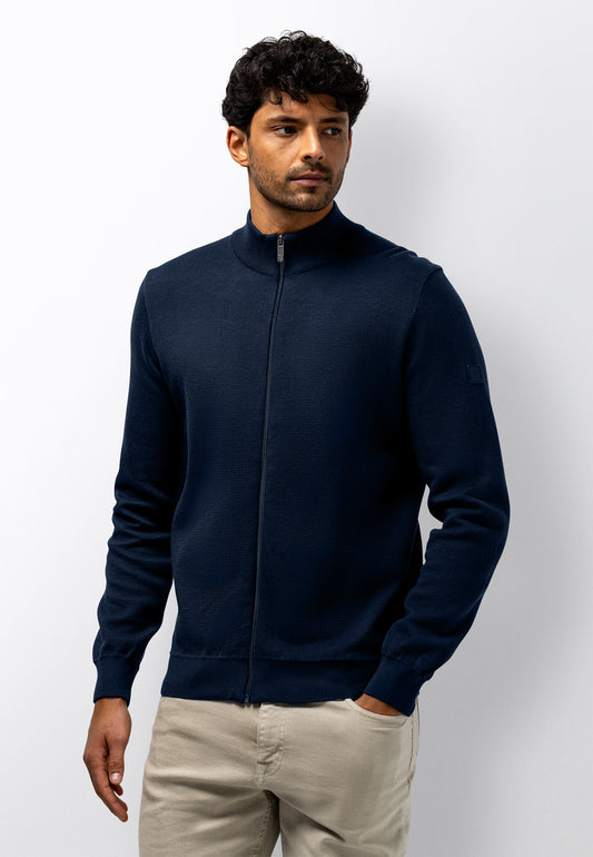 Blue structured cotton cardigan State of Art - 16119/5814