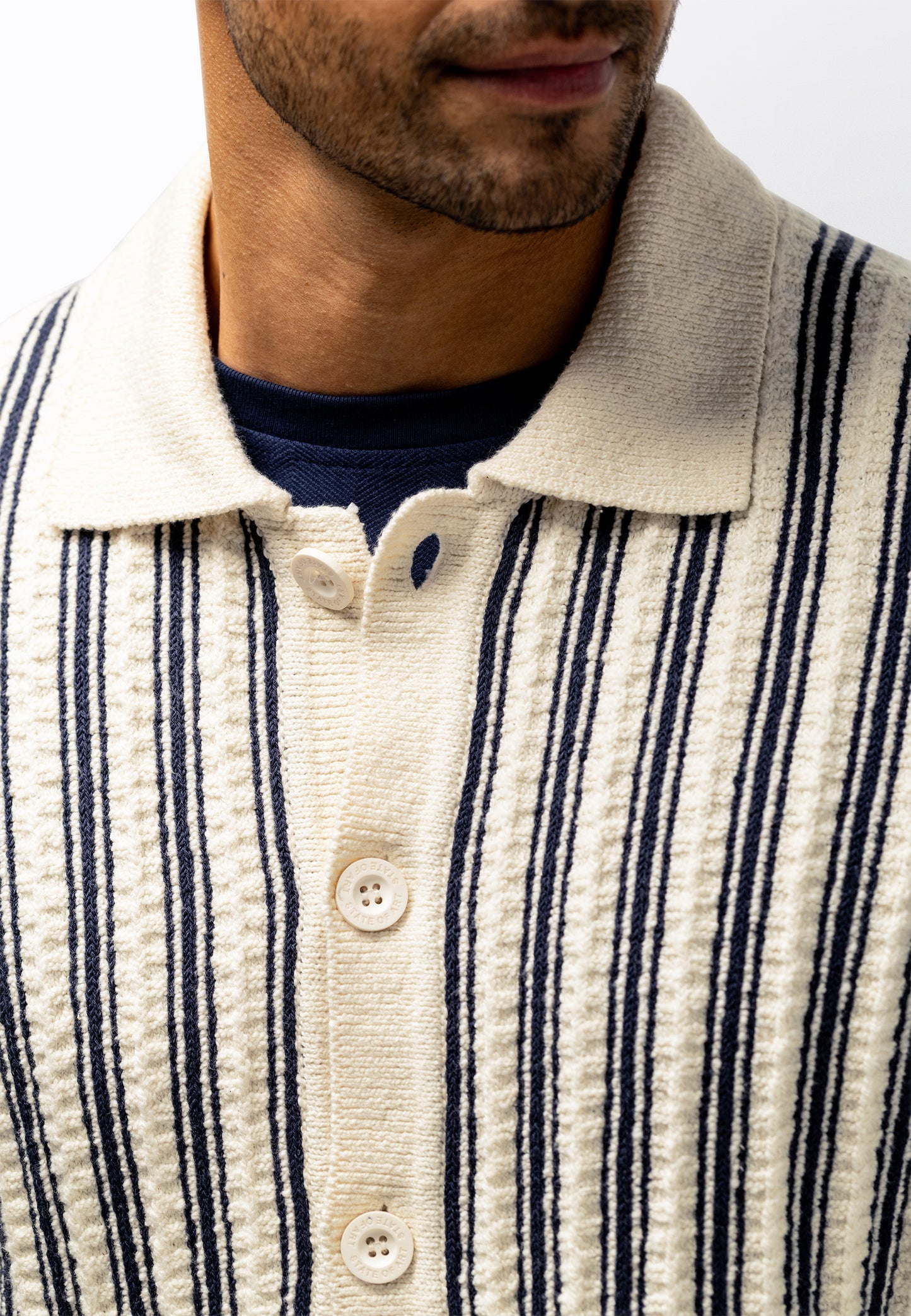 Ecru striped cotton cardigan State of Art - 16118/5814