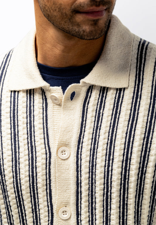 Ecru striped cotton cardigan State of Art - 16118/5814