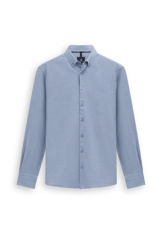 Blauw geruit katoenen regular fit overhemd State of Art - 26277/5611