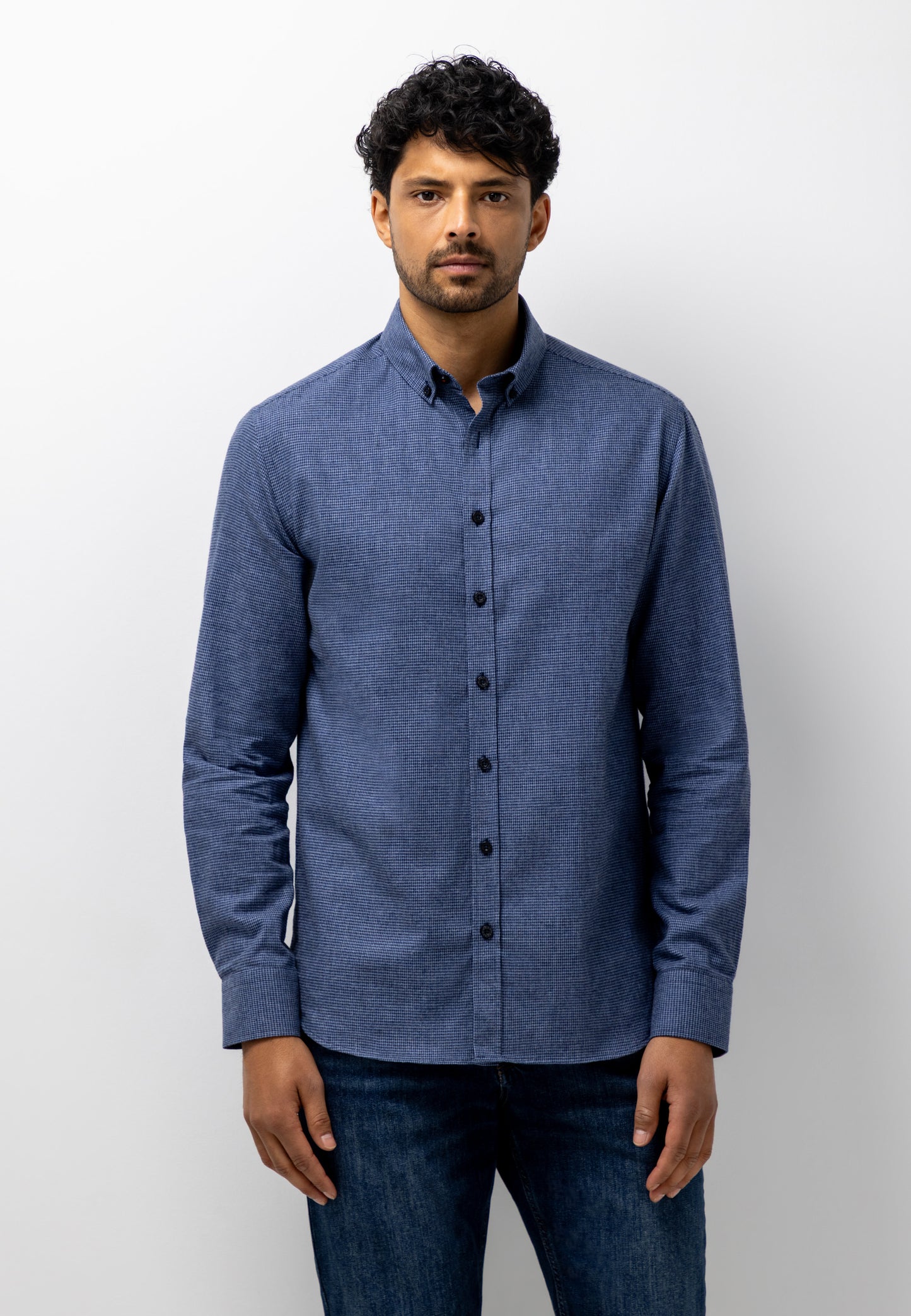 Blauw geruit katoenen regular fit overhemd State of Art - 26213/5659