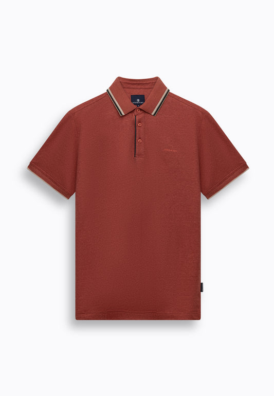 Groene katoenen linnen regular fit polo State of Art - 16438/3431