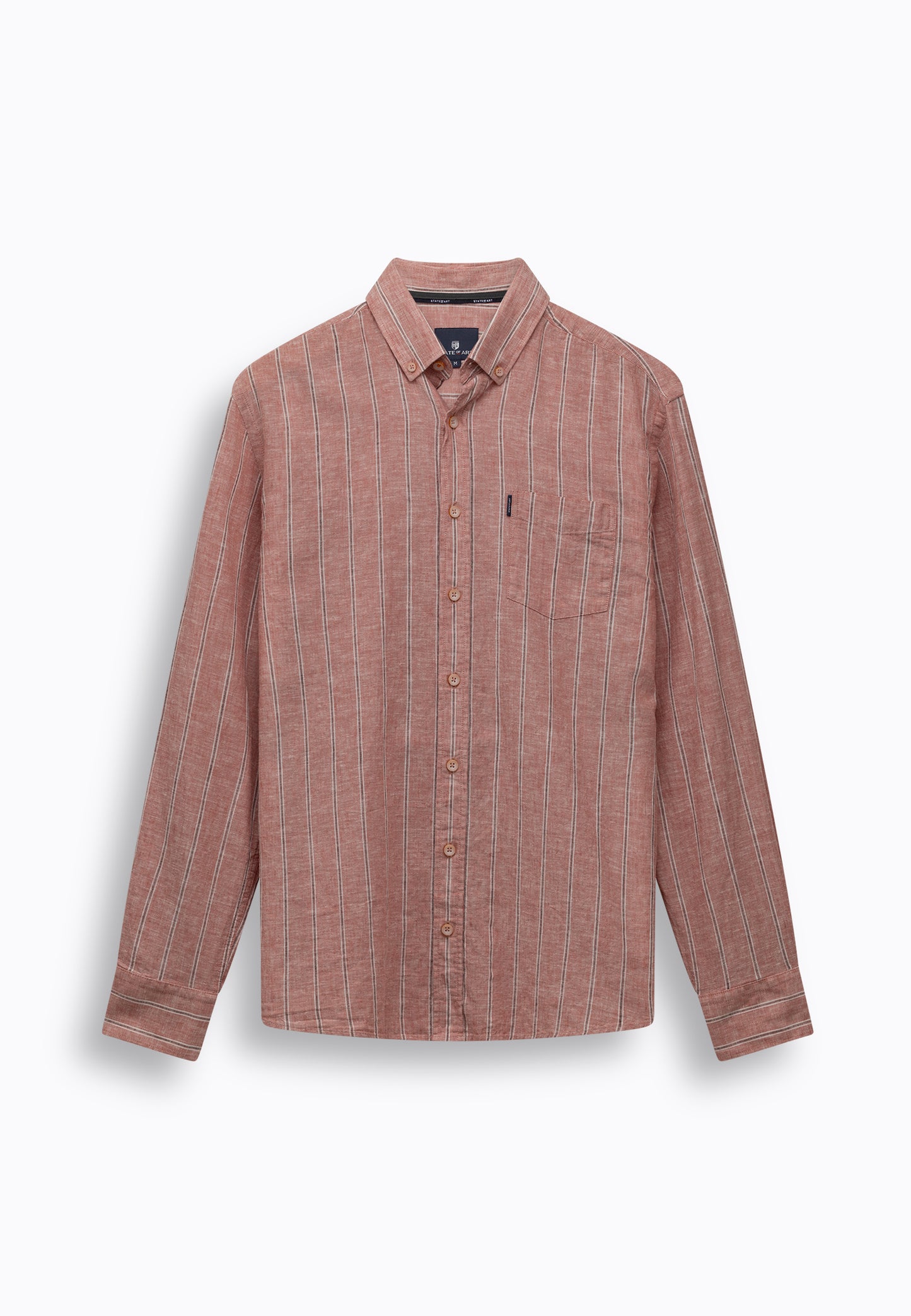 Beige striped cotton-linnen regular fit shirt State of Art - 16160/1658