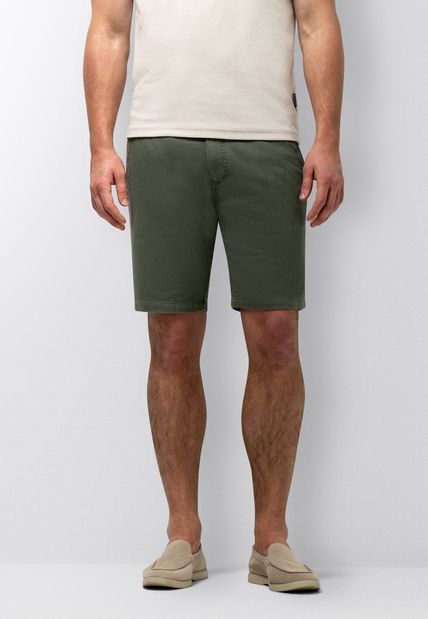 Green textured cotton shorts State of Art - 16625/3700