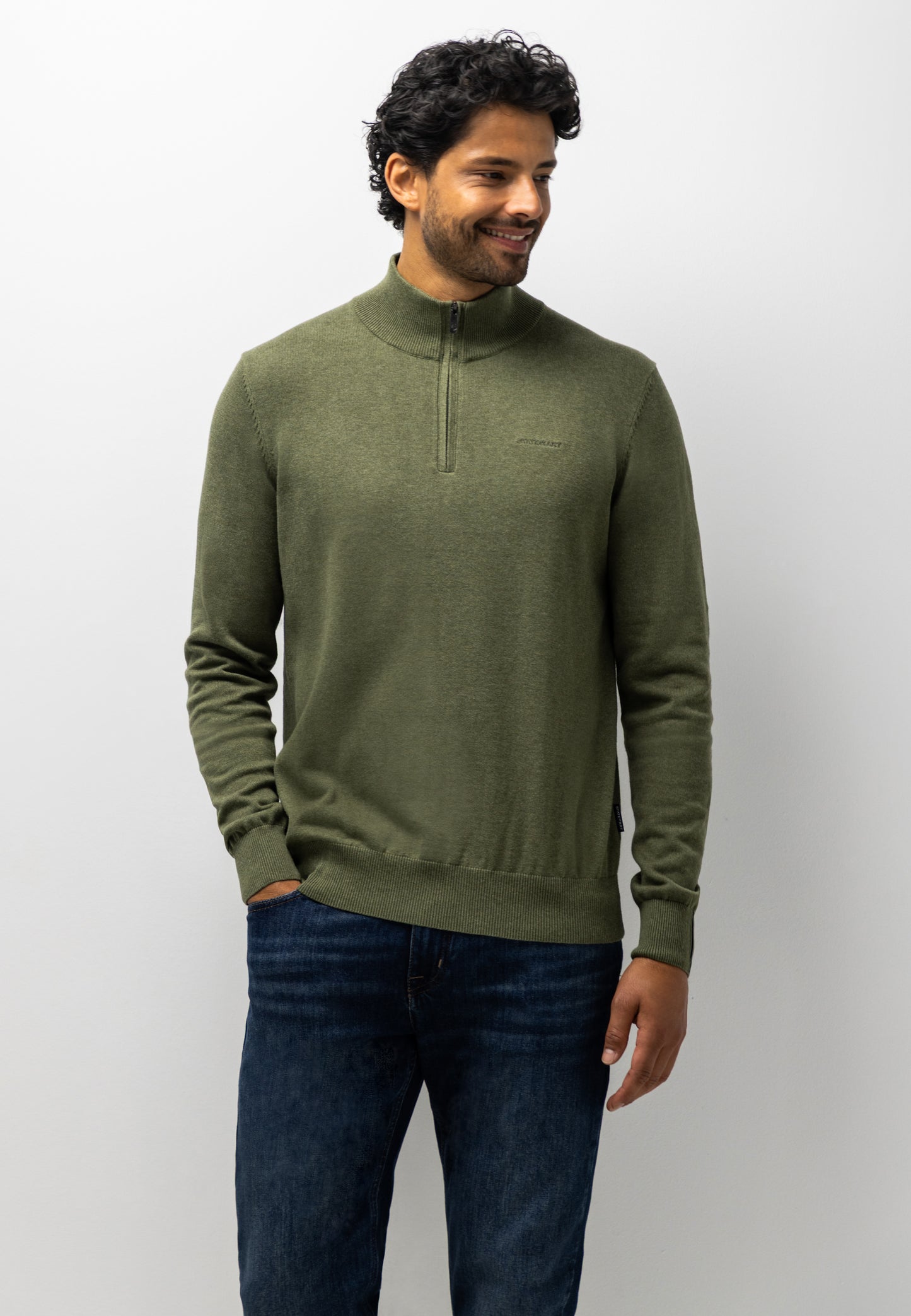 Groene katoenen pullover met ritsje State of Art - 26004/3700