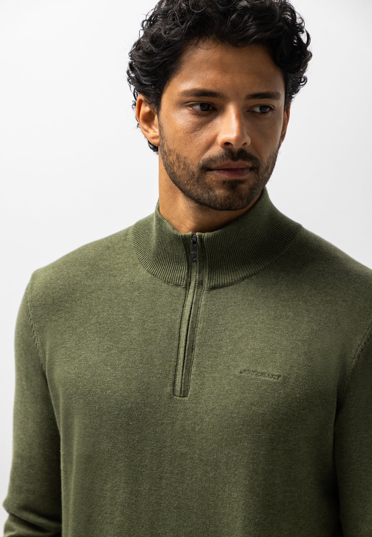 Groene katoenen pullover met ritsje State of Art - 26004/3700