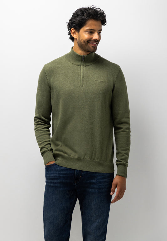 Groene katoenen pullover met ritsje State of Art - 26004/3700