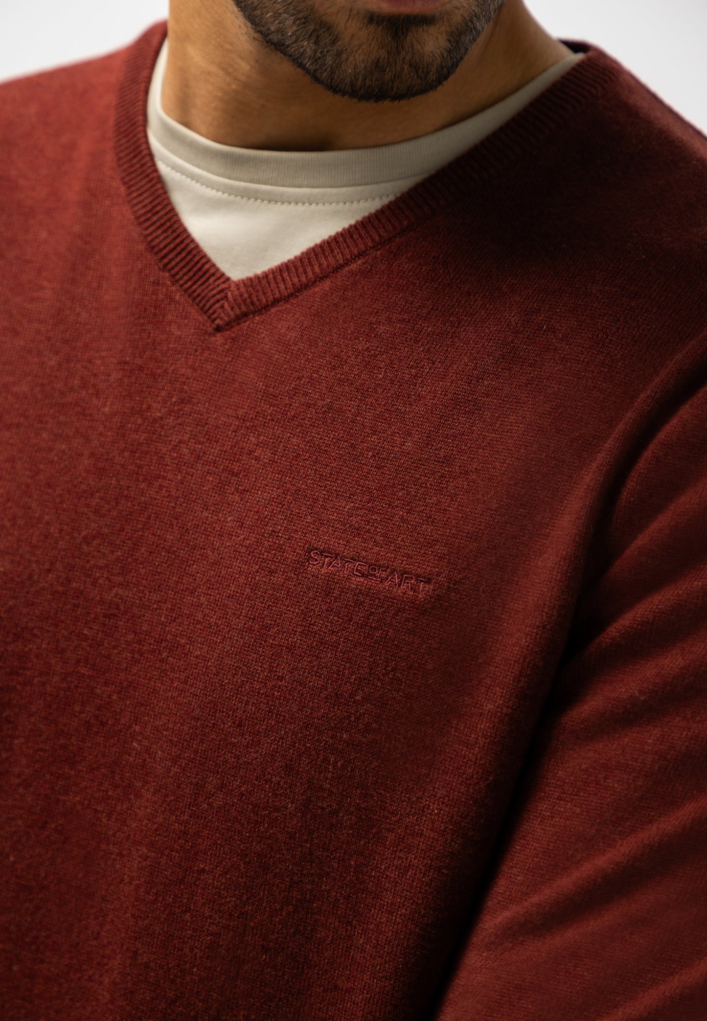 Groene katoenen V-hals pullover State of Art - 26003/3600