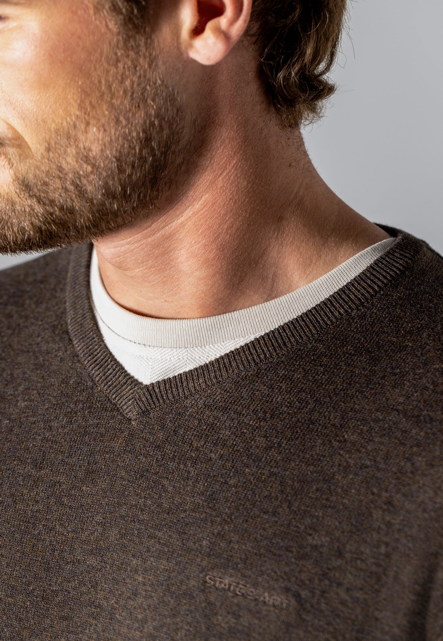 Groene katoenen V-hals pullover State of Art - 26003/3600