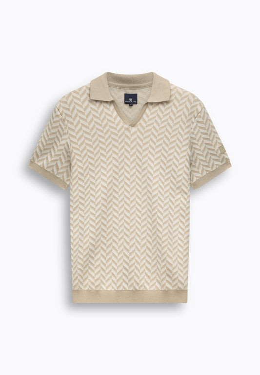 Beige katoenen polo met print State of Art - 16113/1411