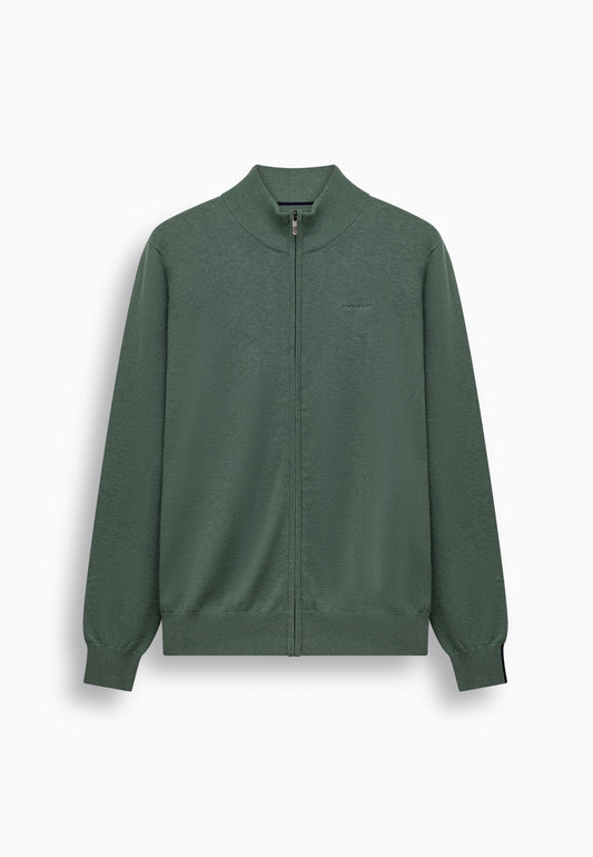 Green cotto full zip cardigan State of Art - 1605/3400