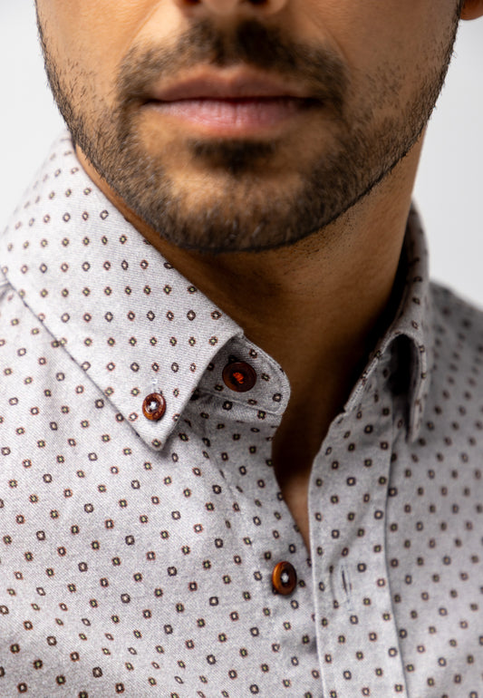 Brown dotted cotton regular fit shirt State of Art - 26255/8784