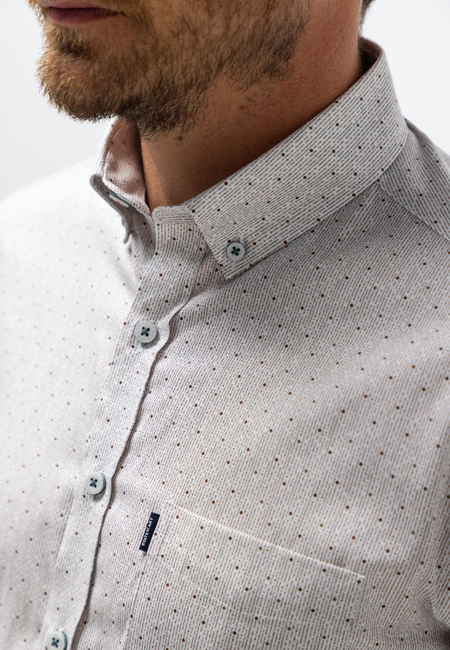 Brown striped cotton regular fit shirt State of Art - 26222/3611