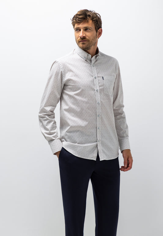 Brown striped cotton regular fit shirt State of Art - 26222/3611