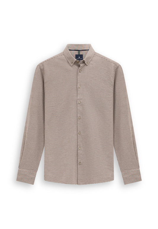 Bruin geruit katoenen regular fit overhemd State of Art - 26277/8811