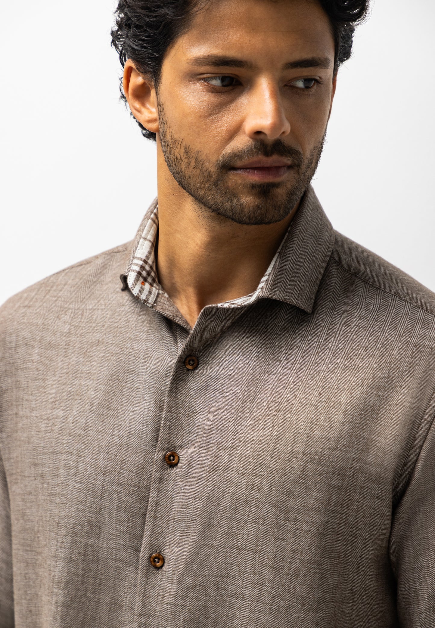 Brown cotton regular fit shirt State of Art- 26227/8991