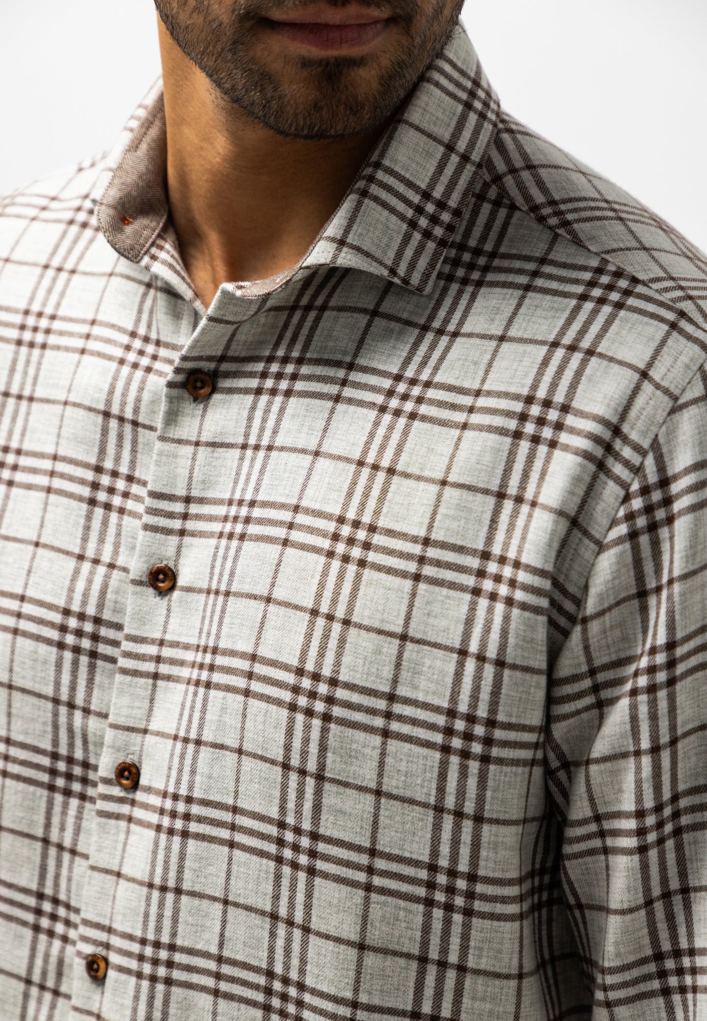 Brown checkered cotton regular fit shirt State of Art - 26228/9189