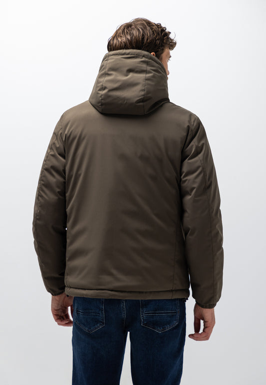 Brown reversible outdoor jacket with detachable hood State of Art - 25859/8942