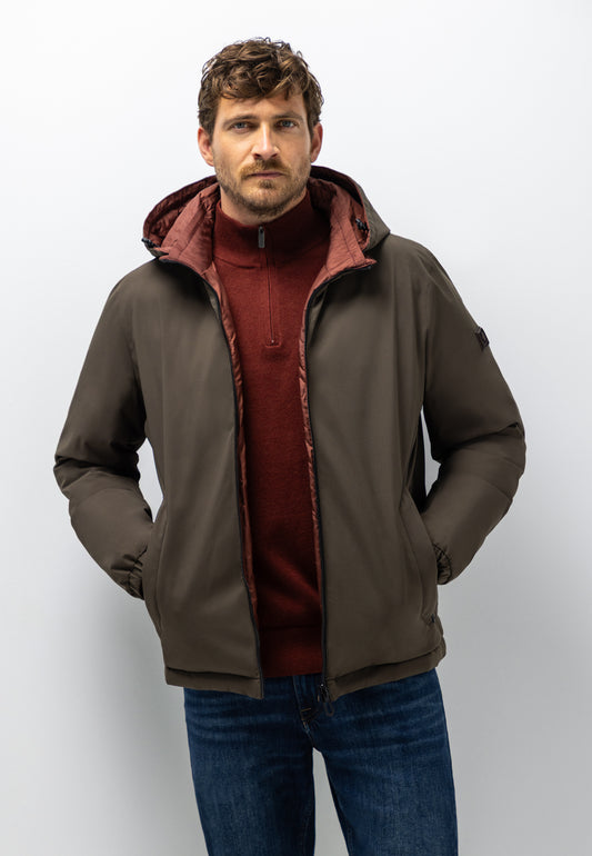Brown reversible outdoor jacket with detachable hood State of Art - 25859/8942