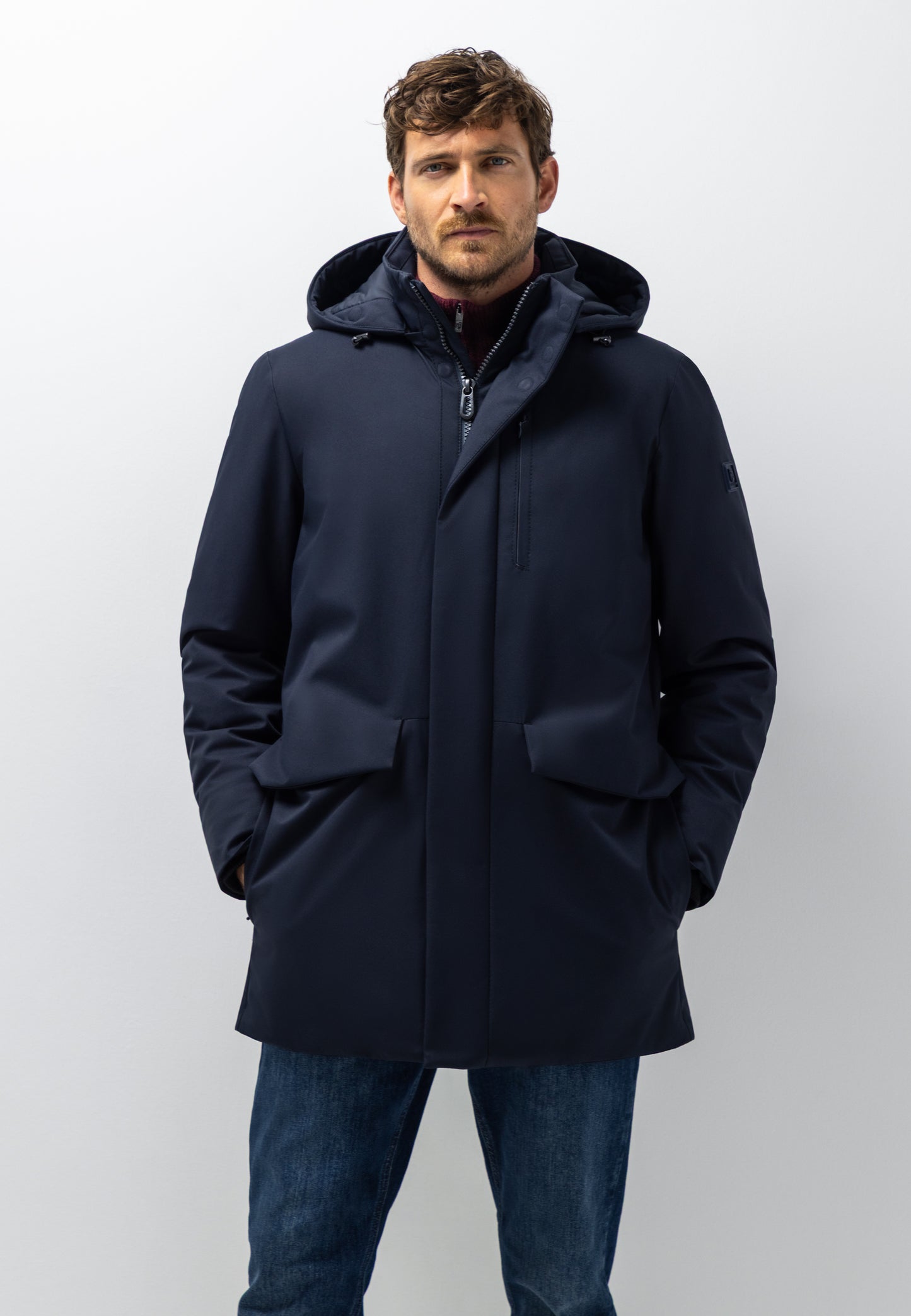 navy parka met afneembare capuchon State of Art - 26854/5900