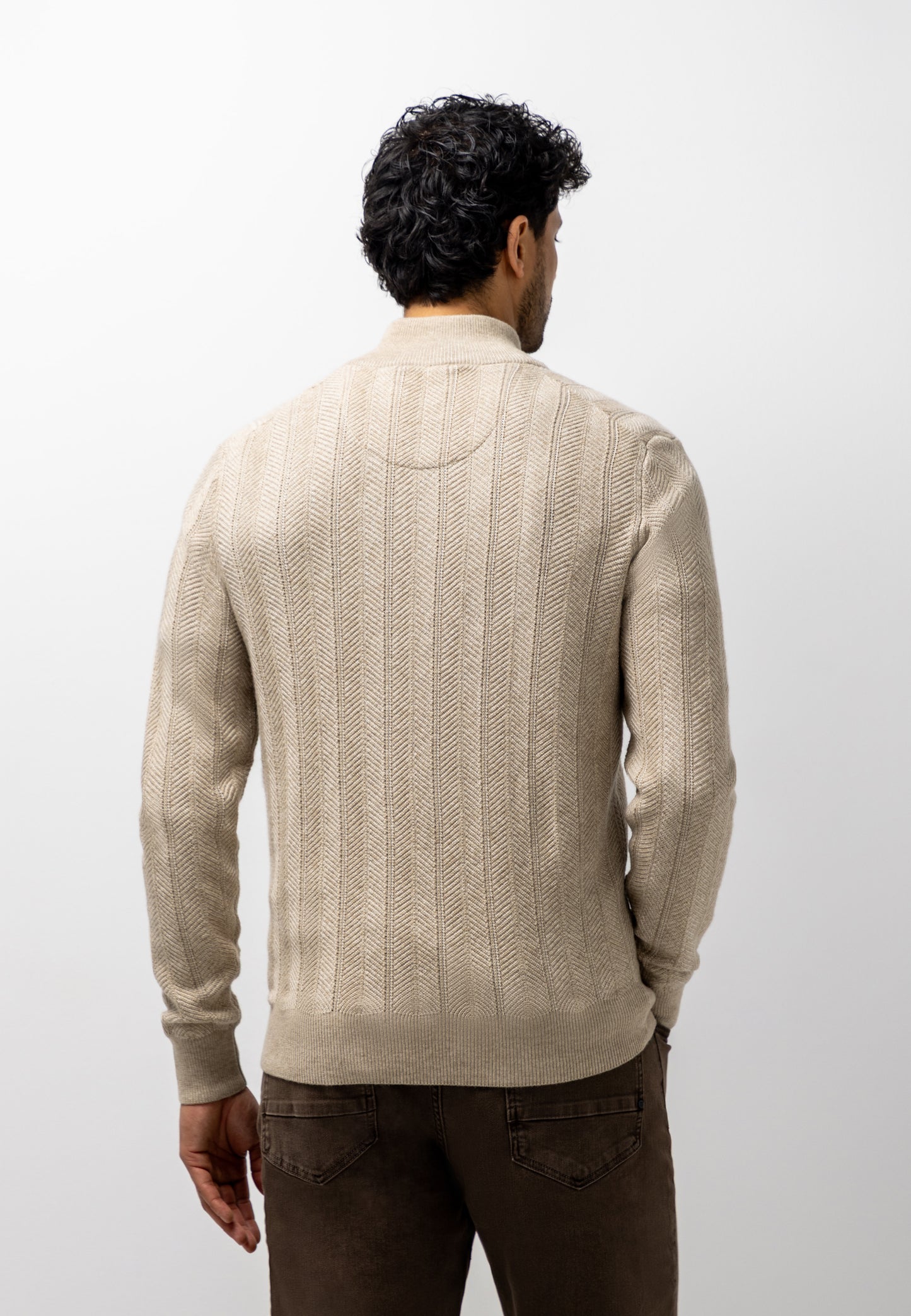 Zandkleurig visgraat gilet State of Art - 26047/1914