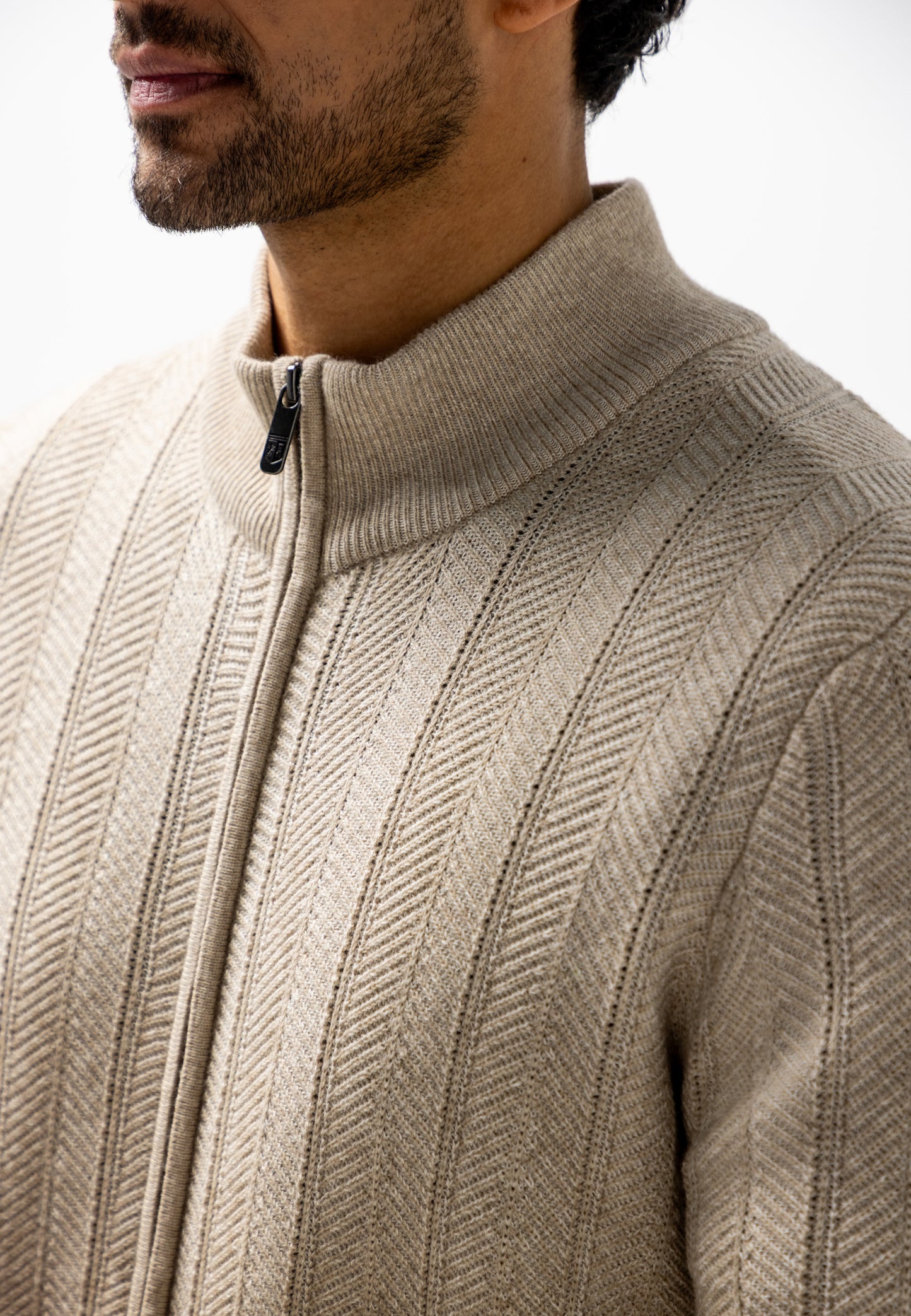 Zandkleurig visgraat gilet State of Art - 26047/1914