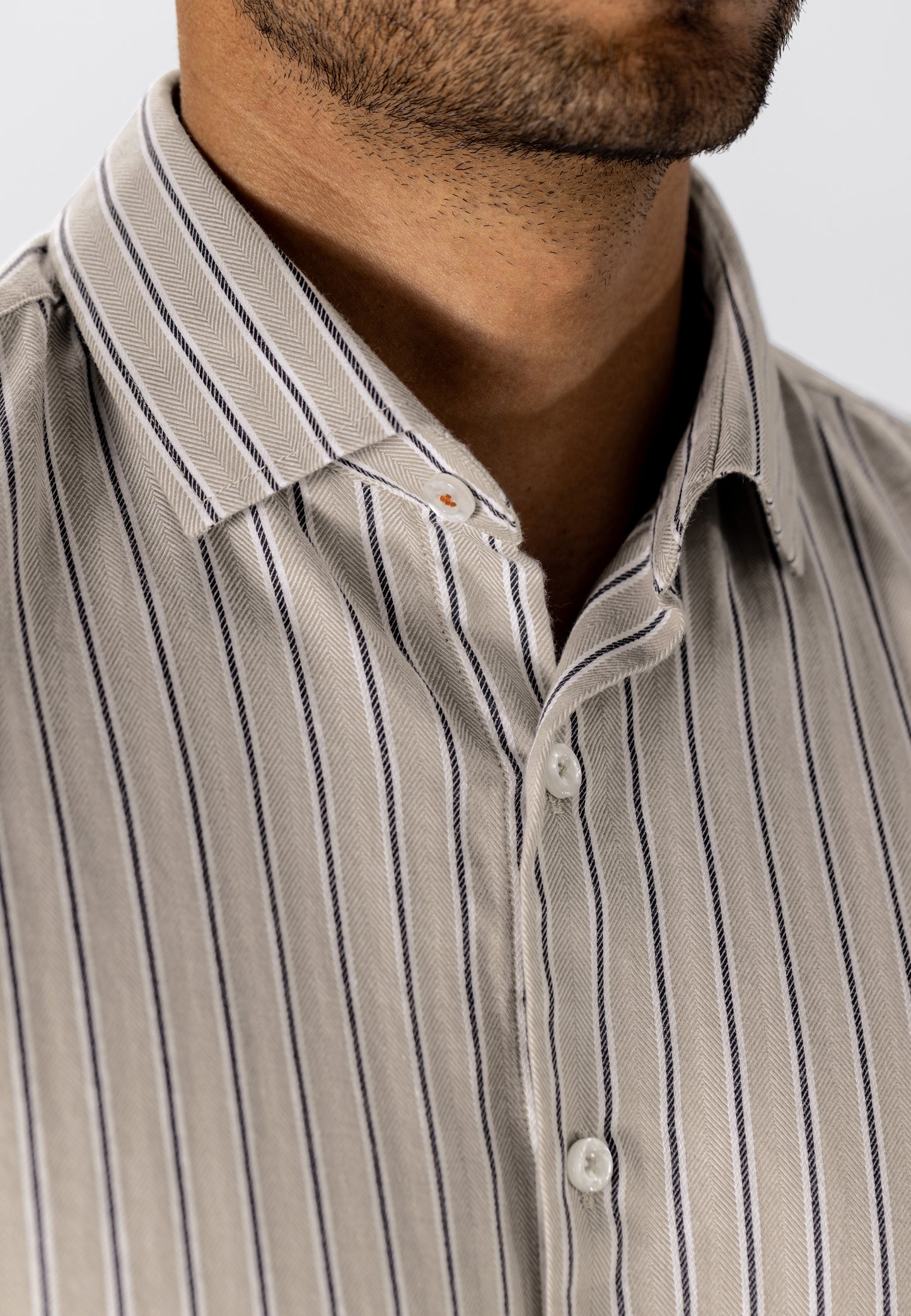 Grey striped cotton regular fit shirt State of Art - 26247/3688