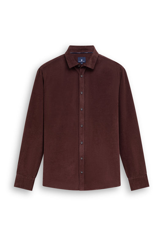 Donkerrood corduroy regular fit overhemd State of Art - 26294/4249