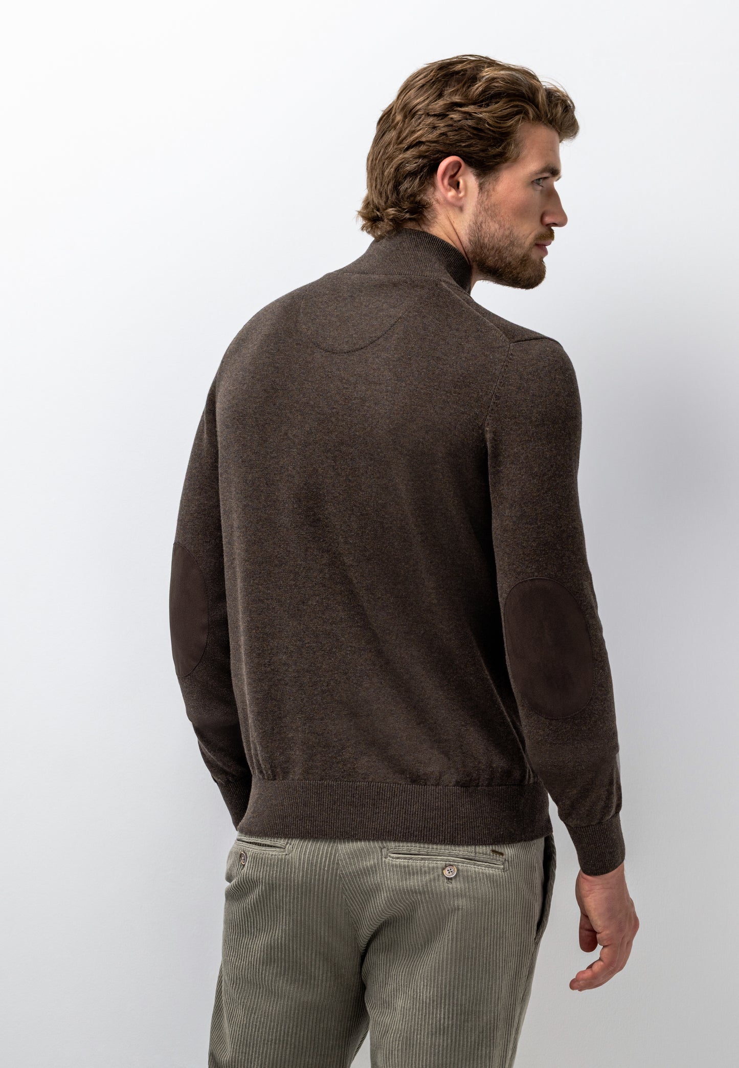 Bruine katoenen trui met ritsje State of Art - 26050/8900