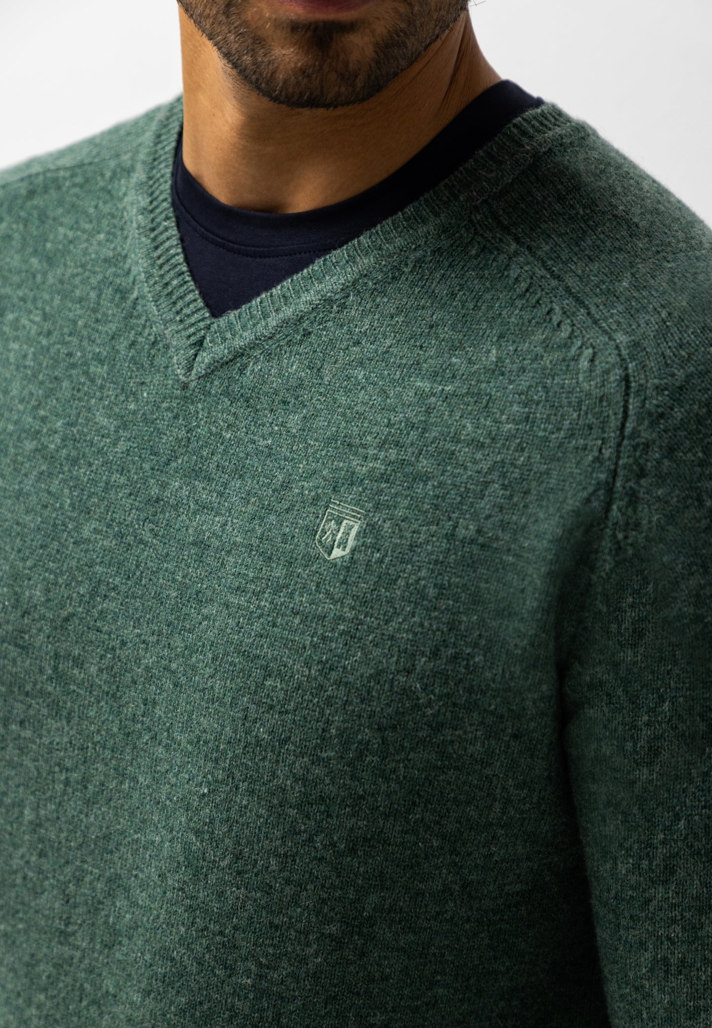 Green lambswool V-neck pullover State of Art - 26001/3600