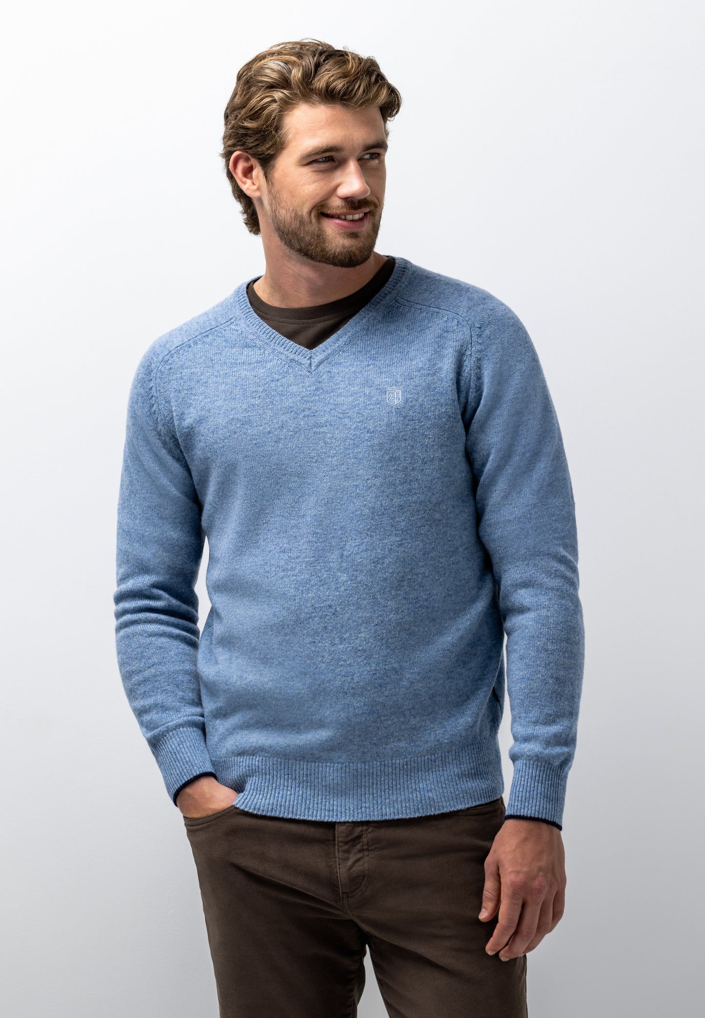 Green lambswool V-neck pullover State of Art - 26001/3600