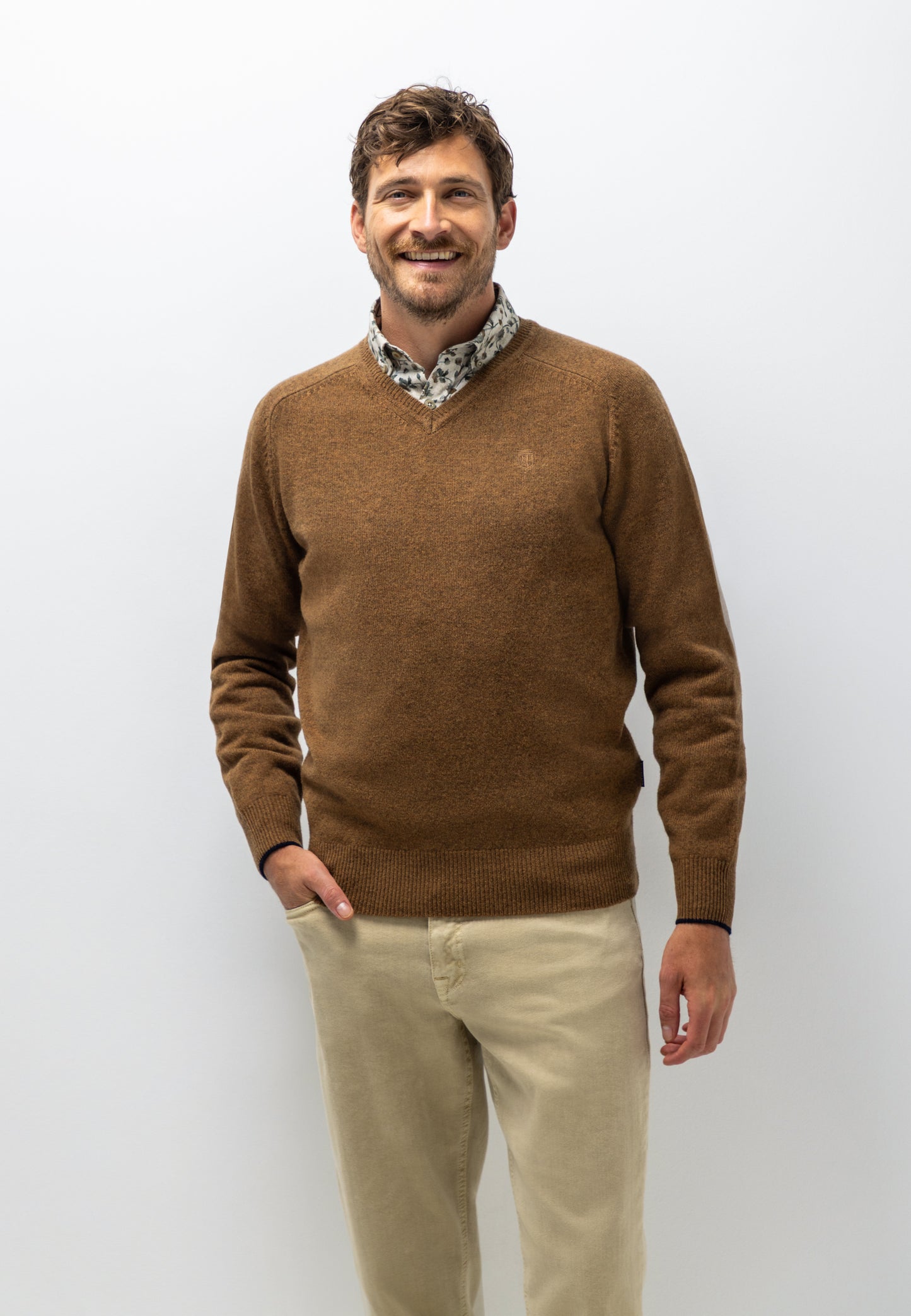 Green lambswool V-neck pullover State of Art - 26001/3600