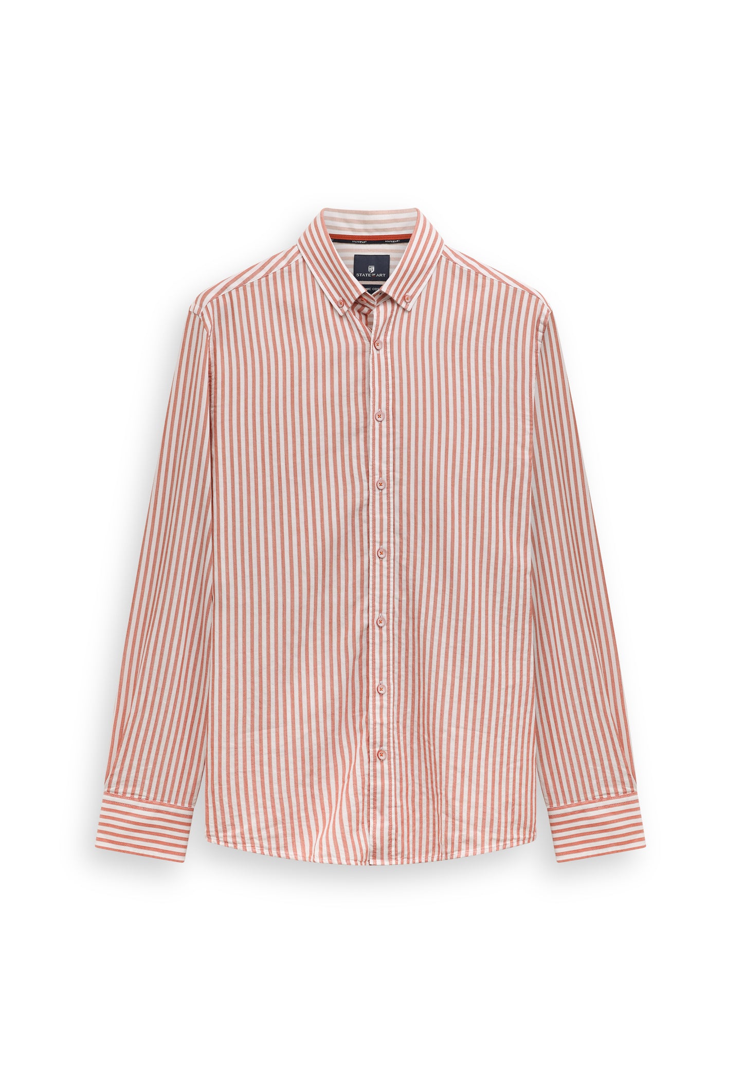 Orange striped cotton regular fit shirt State of Art - 16158/2811